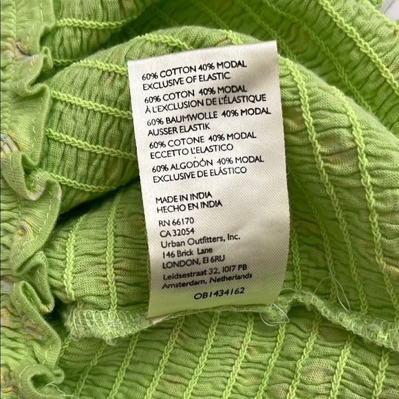 Free People Green Fitted Crop Blouse 3/4 Sleeve - Picture 7 of 7